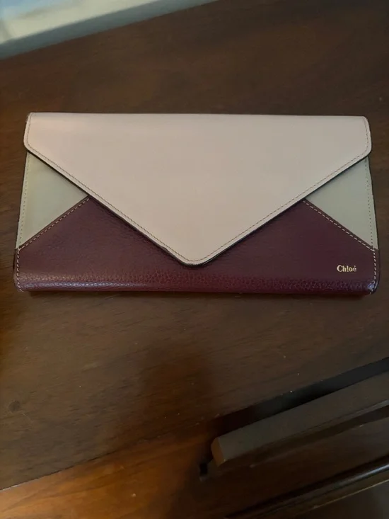 Chloé Leather Colorblock Envelope Wallet Full Inclusion - Picture 3 of 9
